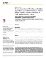 Seasonal Variation in Mortality, Medical Care Expenditure and Institutionalization in Older People : Evidence from a Dutch Cohort of Older Health Insurance Clients