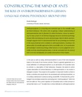 Constructing the Minds of Ants: The Role of Anthropomorphism in German-language Animal Psychology Around 1900