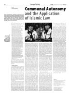 Communal Autonomy and the Application of Islamic Law