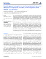 Revisiting vocal perception in non-human animals: a review of vowel discrimination, speaker voice recognition, and speaker normalization