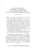 Quelques résultats concernant la répartition de la matière interstellaire et la structure du système galactique