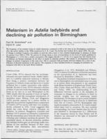 Melanism in Adalia ladybirds and declining air pollution in Birmingham