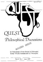 Quest : philosophical discussions : an international African journal of philosophy = un journal international philosophique africain  - vol. 1, no. 1