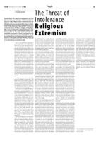 The Threat of Intolerance. Religious Extremism