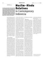 Muslim-Hindu Relations in Contemporary Indonesia