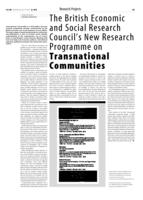 The British Economic and Social Research Council’s New Research Programme on Transnational Communities