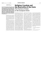 Religious Freedom and the Neutrality of the State The Position of Islam in the European Union