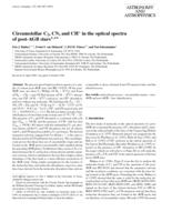 Circumstellar C2, CN and CH+ in the optical spectra of post-AGB stars