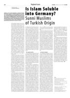 Is Islam Soluble into Germany? Sunni Muslims of Turkish Origin