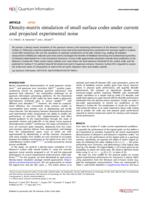 Density-matrix simulation of small surface codes under current and projected experimental noise