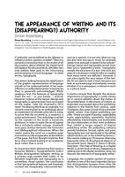 The appearance of writing and ist (disappearing?) authority