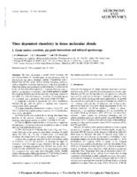 Time dependent chemistry in dense molecular clouds. I - Grain surface reactions, gas/grain interactions and infrared spectroscopy