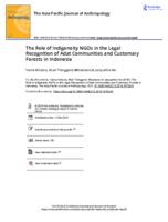 The Role of Indigeneity NGOs in the Legal Recognition of Adat Communities and Customary Forests in Indonesia