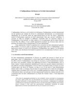 L’indépendance du Kosovo et le droit international