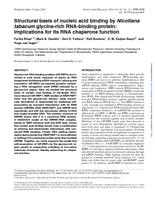 Structural basis of nucleic acid binding by Nicotiana tabacum glycine-rich RNA-binding protein: implications for its RNA chaperone function