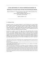 Legal responses to cross-border movement in reproductive matters within the European Union