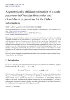 Asymptotically efficient estimation of a scale parameter in Gaussian time series and closed-form expressions for the Fisher information