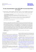 On-sky characterisation of the VISTA NB118 narrow-band filters at 1.19 μm