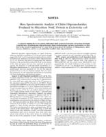 Mass spectrometric analysis of chitin oligosaccharides produced by Rhizobium NodC protein in Escherichia coli