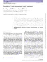 Feasibility of transit photometry of nearby debris discs