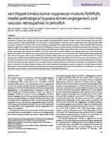 von Hippel-Lindau tumor suppressor mutants faithfully model pathological hypoxia-driven angiogenesis and vascular retinopathies in zebrafish