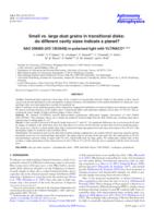 Small vs. large dust grains in transitional disks: do different cavity sizes indicate a planet?. SAO 206462 (HD 135344B) in polarized light with VLT/NACO