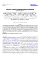 Differential frequency-dependent delay from the pulsar magnetosphere