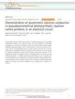 Nature knows best: demonstration of asymmetric electron tunnelling in pseudosymmetrical reaction centres in an electrical circuit