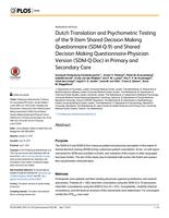 Dutch Translation and Psychometric Testing of the 9-Item Shared Decision Making Questionnaire (SDM-Q-9) and Shared Decision Making Questionnaire-Physician Version (SDM-Q-Doc) in Primary and Secondary Care