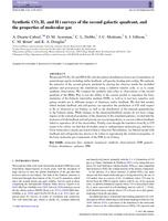 Synthetic CO, H2 and H I surveys of the second galactic quadrant, and the properties of molecular gas