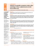 Patient acceptable symptom states after total hip or knee replacement at mid-term follow-up. Thresholds of the Oxford hip and knee scores