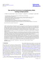 Gas and dust structures in protoplanetary disks hosting multiple planets