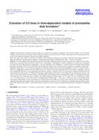 Evolution of CO lines in time-dependent models of protostellar disk formation