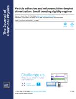 Vesicle adhesion and microemulsion droplet dimerization: Small bending rigidity regime