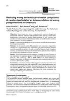 Reducing worry and subjective health complaints: A randomized trial of an internet-delivered worry postponement intervention