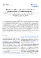 Submillimeter H_2O and H_2O^+emission in lensed ultra- and hyper-luminous infrared galaxies at z 2-4