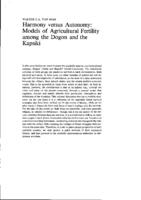 Harmony vs. autonomy: models of agricutural fertility among the Dogon and the Kapsiki