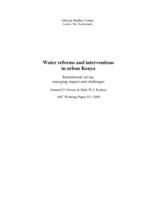 Water reforms and interventions in urban Kenya: institutional set-up, emerging impact and challenges