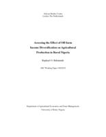 Assessing the effect of off-farm income diversification on agricultural production in rural Nigeria