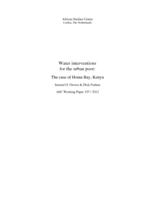 Water interventions for the urban poor: the case of Homa Bay, Kenya