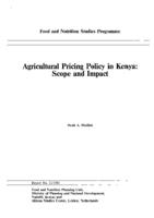 Agricultural pricing policy in Kenya: scope and impact