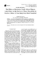 The effects of restrictive South African migrant labor policy on the survival of rural households in southern Africa: a case study from rural Swaziland