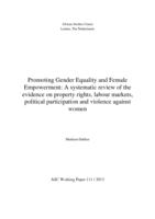 Promoting gender equality and female empowerment: a systematic review of the evidence on property rights, labour markets, political participation and violence against women