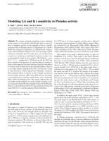 Modeling Li I and K I sensitivity to Pleiades activity