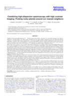 Combining high-dispersion spectroscopy with high contrast imaging: Probing rocky planets around our nearest neighbors