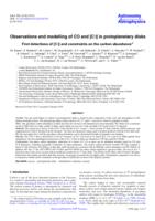 Observations and modelling of CO and [C i] in protoplanetary disks. First detections of [C i] and constraints on the carbon abundance