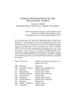 Female professionals in the Hellenistic World