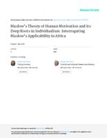 Maslow’s Theory of Human Motivation and its Deep Roots in Individualism: Interrogating Maslow’s Applicability in Africa
