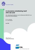 In duurzame ontwikkeling heeft alles zijn prijs. Een uitwerking ten behoeve van de milieuvisie 2006-2010 van de provincie Noord-Brabant.