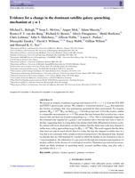 Evidence for a change in the dominant satellite galaxy quenching mechanism at z = 1